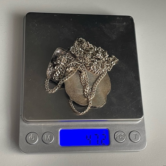 Vintage sterling Silver Knight Medallion necklace luggage Tag - Picture 15 of 16